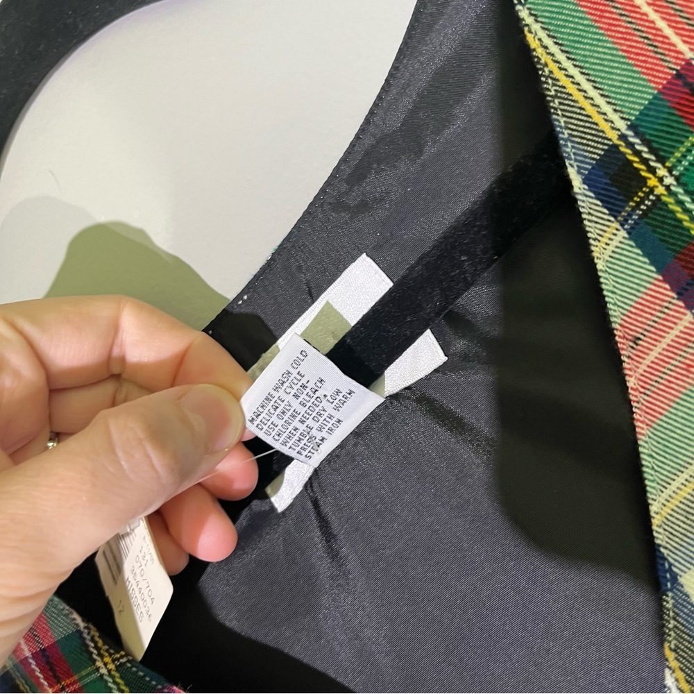 Baxter Wells Jumper Dress 12 White Red Blue Plaid Side Buttons Academia NWT VTG - Picture 8 of 8